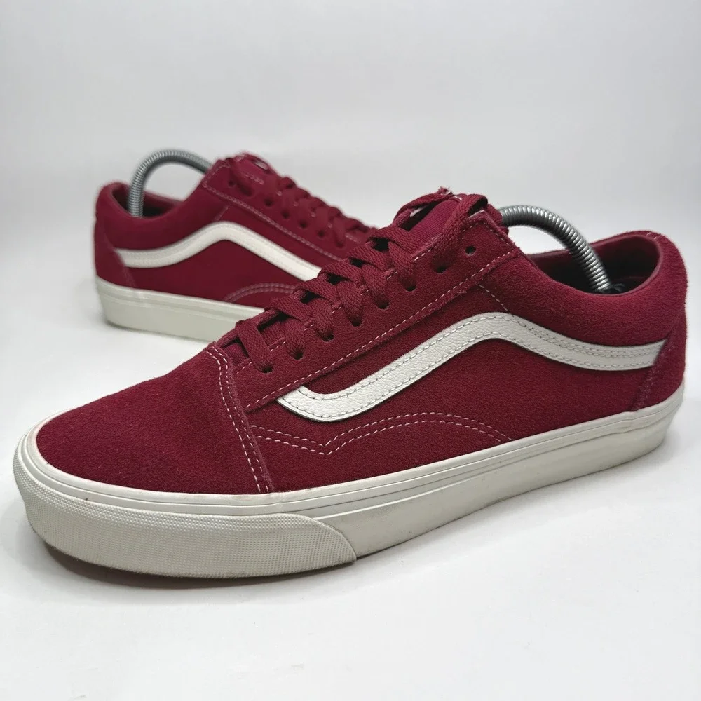 Vans Old Skool Sneakers Mens 9.5 Bordeaux Red Suede Low Top Skate Shoes